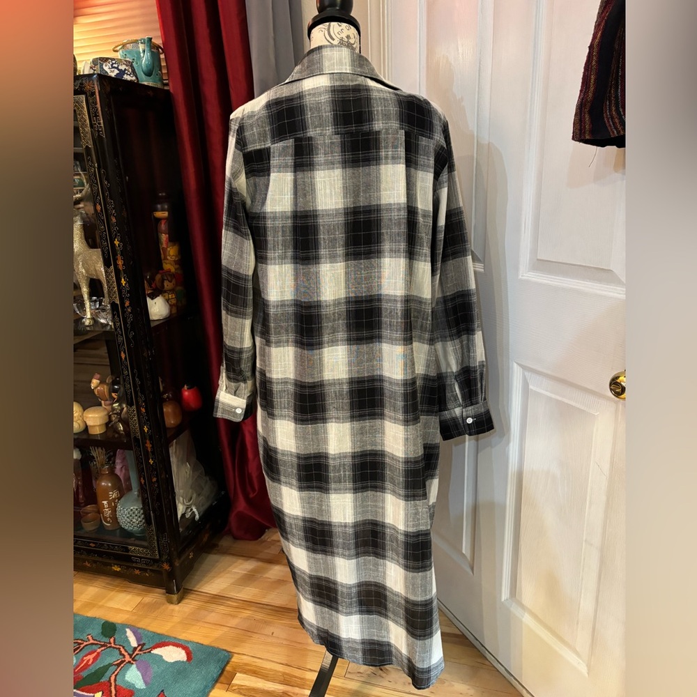 Zanzea Button Down Plaid Maxi Dreas - Picture 3 of 9